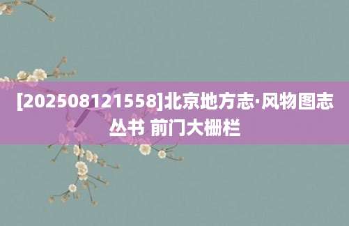 [202508121558]北京地方志·风物图志丛书 前门大栅栏