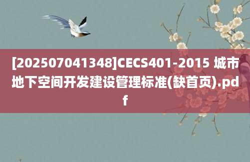 [202507041348]CECS401-2015 城市地下空间开发建设管理标准(缺首页).pdf