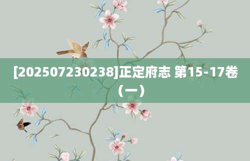 [202507230238]正定府志 第15-17卷（一）