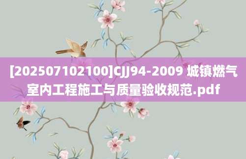 [202507102100]CJJ94-2009 城镇燃气室内工程施工与质量验收规范.pdf