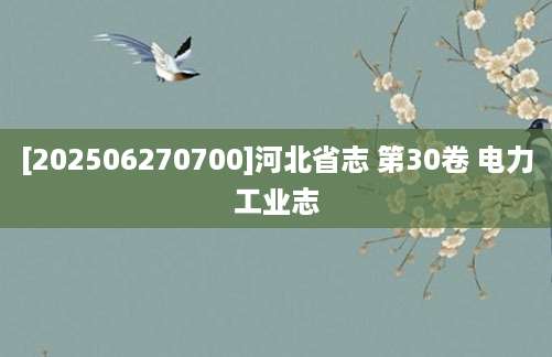 [202506270700]河北省志 第30卷 电力工业志