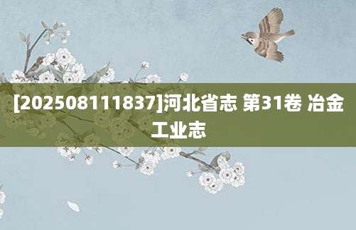 [202508111837]河北省志 第31卷 冶金工业志