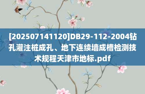 [202507141120]DB29-112-2004钻孔灌注桩成孔、地下连续墙成槽检测技术规程天津市地标.pdf