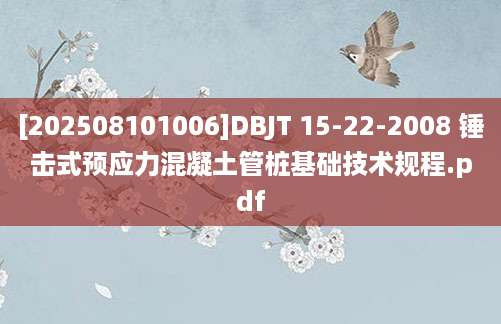 [202508101006]DBJT 15-22-2008 锤击式预应力混凝土管桩基础技术规程.pdf