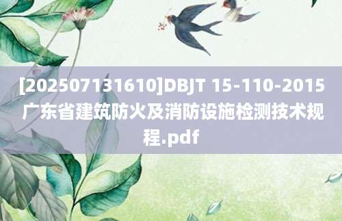 [202507131610]DBJT 15-110-2015 广东省建筑防火及消防设施检测技术规程.pdf