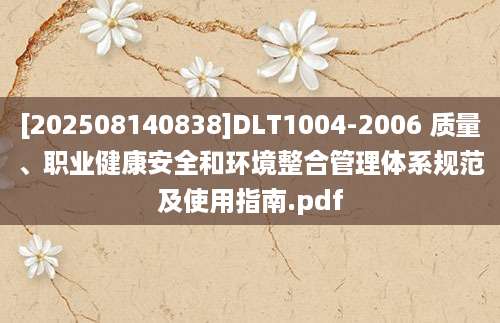 [202508140838]DLT1004-2006 质量、职业健康安全和环境整合管理体系规范及使用指南.pdf