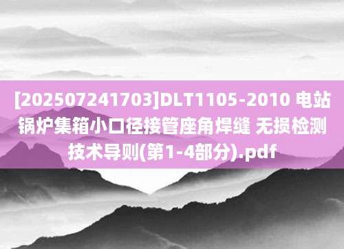 [202507241703]DLT1105-2010 电站锅炉集箱小口径接管座角焊缝 无损检测技术导则(第1-4部分).pdf