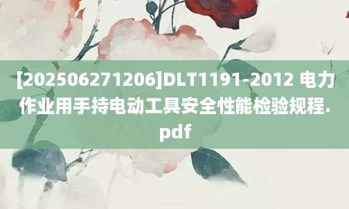 [202506271206]DLT1191-2012 电力作业用手持电动工具安全性能检验规程.pdf