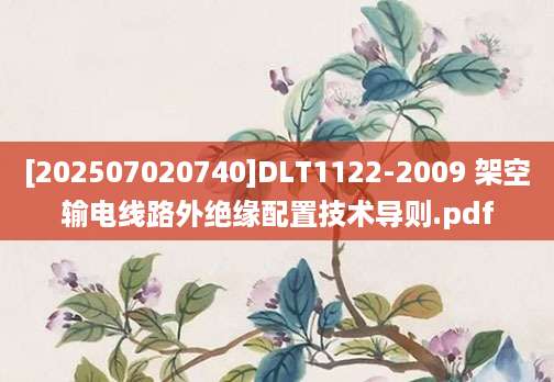 [202507020740]DLT1122-2009 架空输电线路外绝缘配置技术导则.pdf
