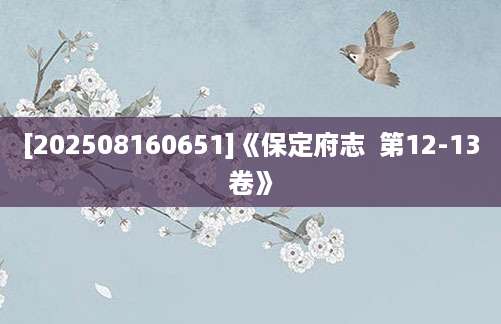 [202508160651]《保定府志  第12-13卷》