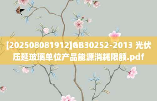 [202508081912]GB30252-2013 光伏压延玻璃单位产品能源消耗限额.pdf