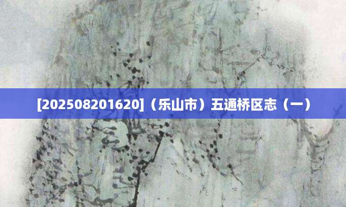 [202508201620]（乐山市）五通桥区志（一）