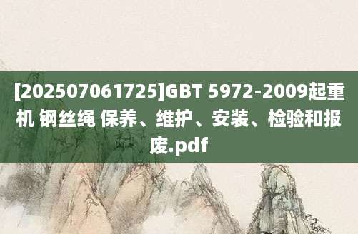 [202507061725]GBT 5972-2009起重机 钢丝绳 保养、维护、安装、检验和报废.pdf