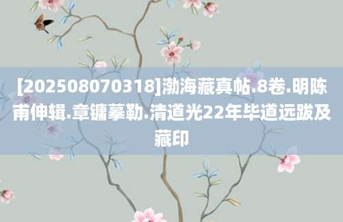 [202508070318]渤海藏真帖.8卷.明陈甫伸辑.章镛摹勒.清道光22年毕道远跋及藏印