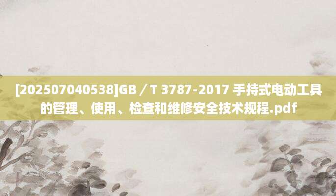 [202507040538]GB／T 3787-2017 手持式电动工具的管理、使用、检查和维修安全技术规程.pdf