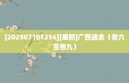 [202507101256][康熙]广西通志（卷六至卷九）