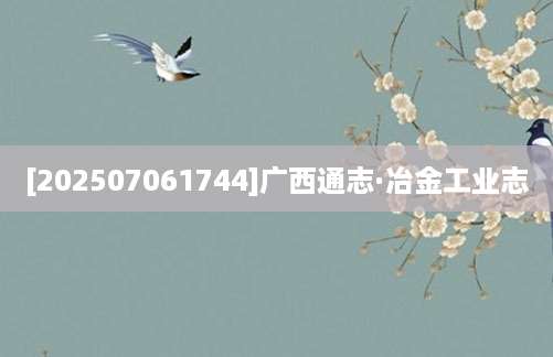 [202507061744]广西通志·冶金工业志