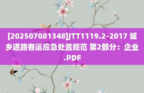 [202507081348]JTT1119.2-2017 城乡道路客运应急处置规范 第2部分：企业.PDF