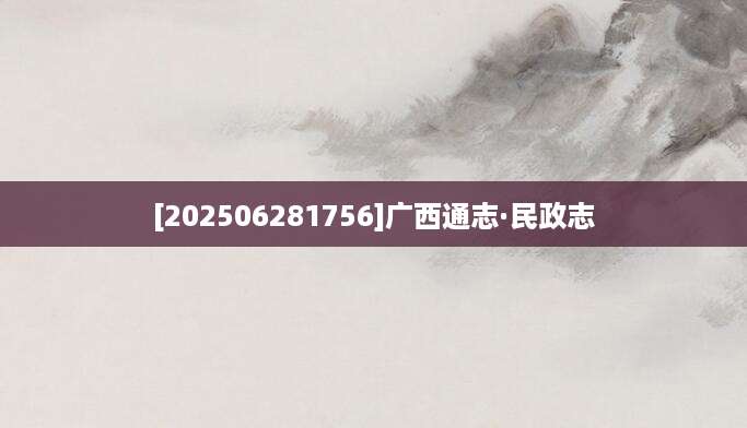 [202506281756]广西通志·民政志