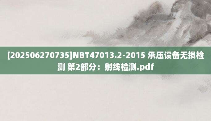 [202506270735]NBT47013.2-2015 承压设备无损检测 第2部分：射线检测.pdf
