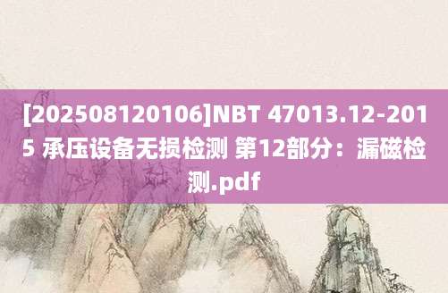 [202508120106]NBT 47013.12-2015 承压设备无损检测 第12部分：漏磁检测.pdf