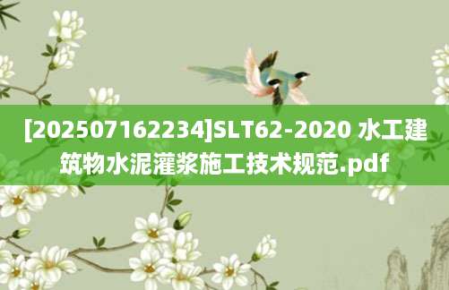 [202507162234]SLT62-2020 水工建筑物水泥灌浆施工技术规范.pdf