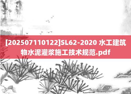 [202507110122]SL62-2020 水工建筑物水泥灌浆施工技术规范.pdf