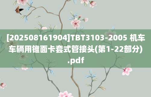 [202508161904]TBT3103-2005 机车车辆用锥面卡套式管接头(第1-22部分).pdf
