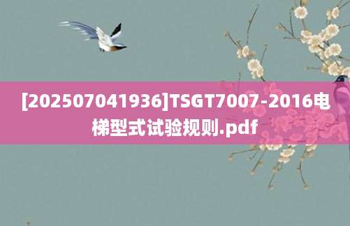 [202507041936]TSGT7007-2016电梯型式试验规则.pdf