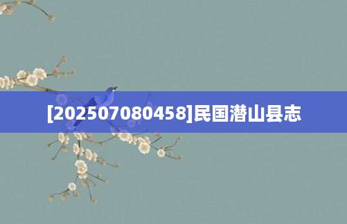 [202507080458]民国潜山县志