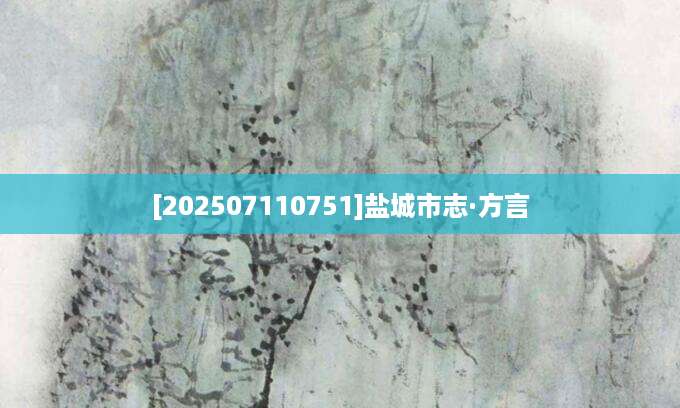 [202507110751]盐城市志·方言