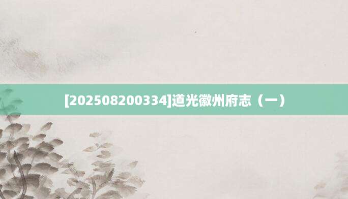 [202508200334]道光徽州府志（一）