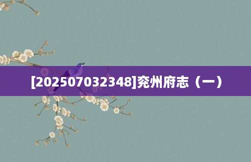 [202507032348]兖州府志（一）