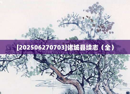 [202506270703]诸城县续志（全）