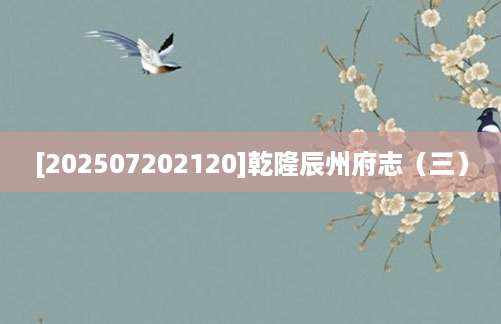 [202507202120]乾隆辰州府志（三）