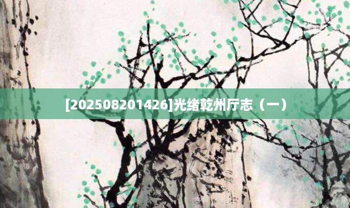 [202508201426]光绪乾州厅志（一）