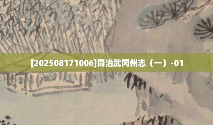 [202508171006]同治武冈州志（一）-01