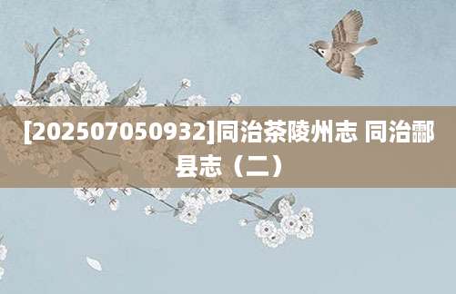 [202507050932]同治茶陵州志 同治酃县志（二）