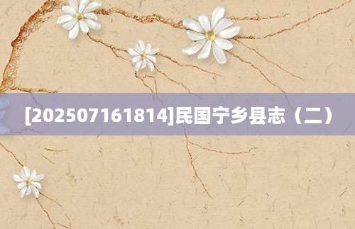 [202507161814]民国宁乡县志（二）