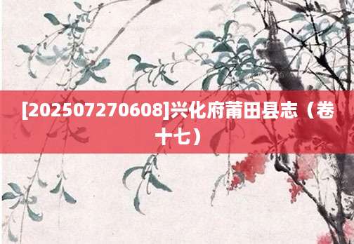 [202507270608]兴化府莆田县志（卷十七）