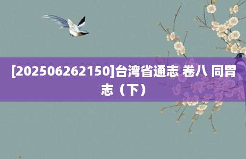 [202506262150]台湾省通志 卷八 同胄志（下）