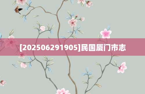 [202506291905]民国厦门市志