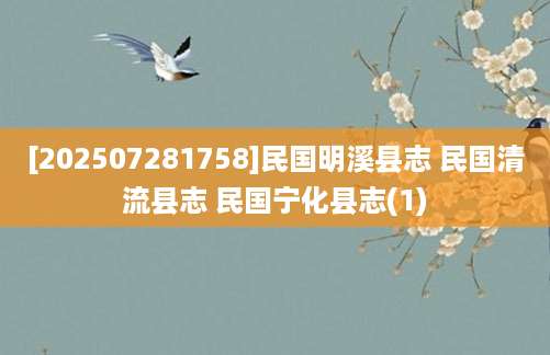 [202507281758]民国明溪县志 民国清流县志 民国宁化县志(1)