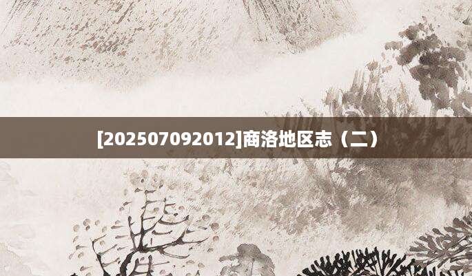 [202507092012]商洛地区志（二）