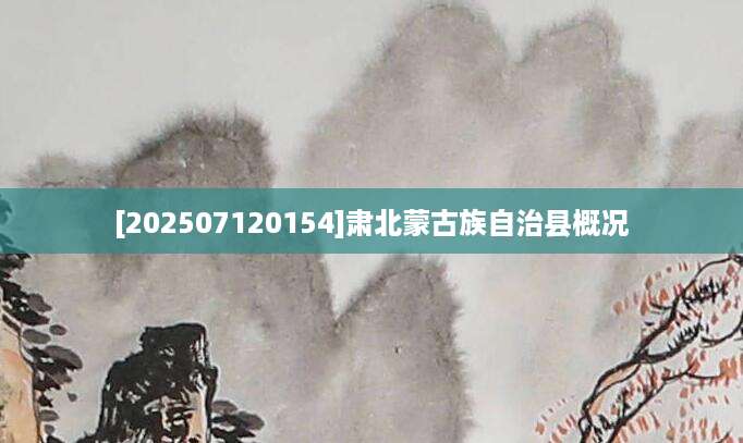 [202507120154]肃北蒙古族自治县概况