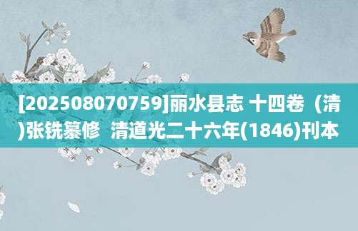 [202508070759]丽水县志 十四卷  (清)张铣纂修  清道光二十六年(1846)刊本