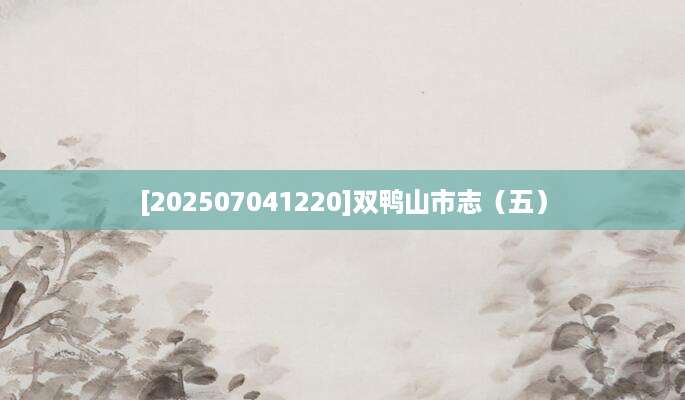 [202507041220]双鸭山市志（五）