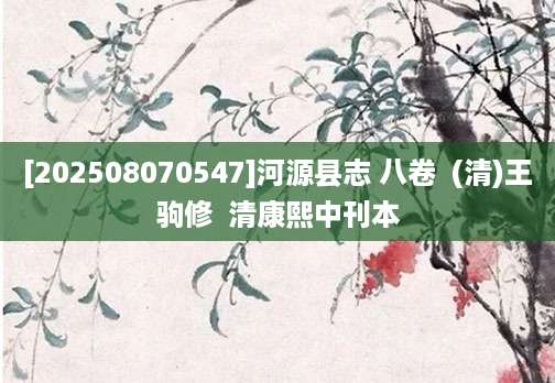 [202508070547]河源县志 八卷  (清)王驹修  清康熙中刊本