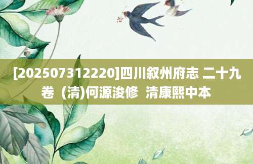 [202507312220]四川叙州府志 二十九卷  (清)何源浚修  清康熙中本