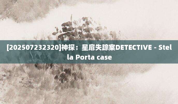 [202507232320]神探：星扉失踪案DETECTIVE - Stella Porta case